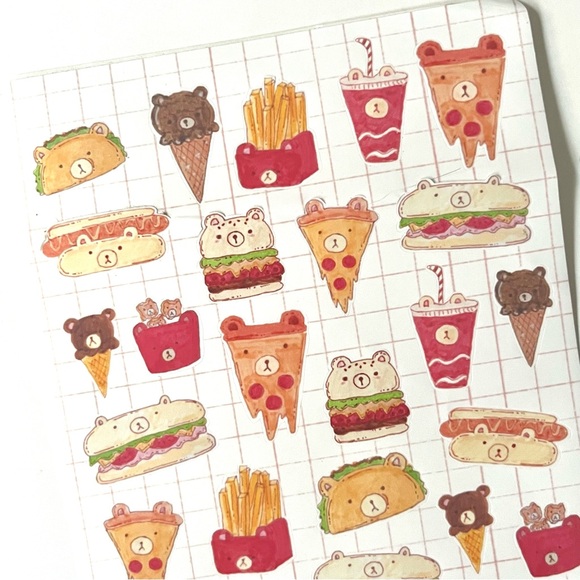 ✨handmade by me✨ glossy kawaii bears fast food sticker sheet for bullet journal - Picture 8 of 8